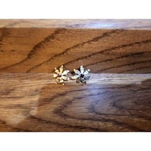 Vintage Goldtone RED Rhinestone Screwback Earrings P&F